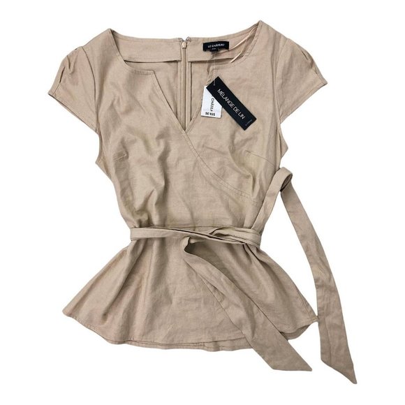 🍓BRAND NEW WITH TAGS LINEN WRAP SHIRT🍓 - Picture 1 of 4
